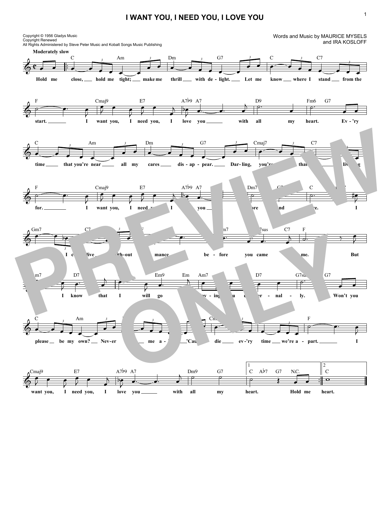 Produktgalerie: Seite 1 von 1 I Want You, I Need You, I Love You, Elvis Presley, Melodieinstrument