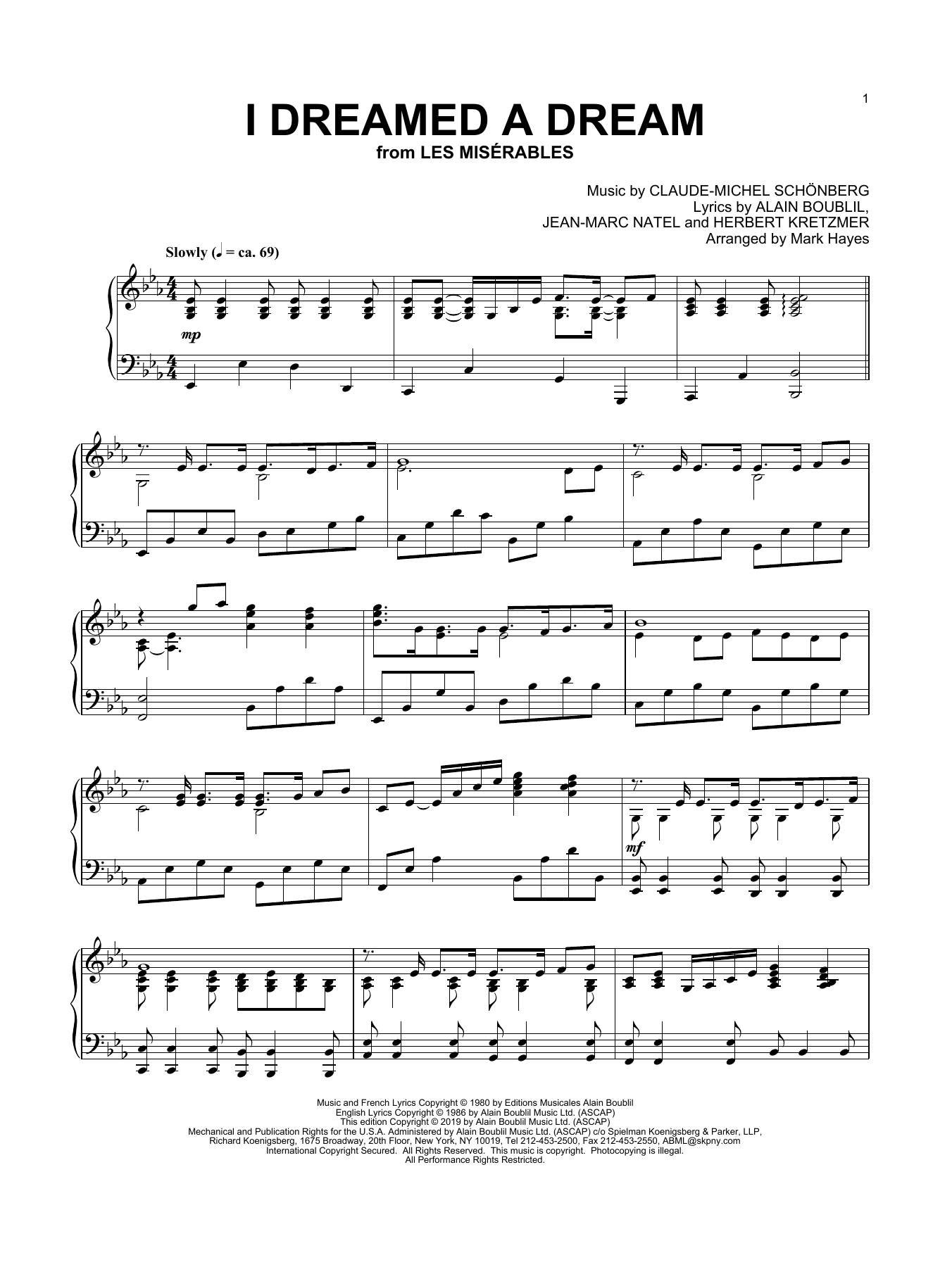 Product gallery: Page 1 of 1 I Dreamed A Dream (from Les Miserables) (arr. Mark Hayes), Boublil and Schonberg
