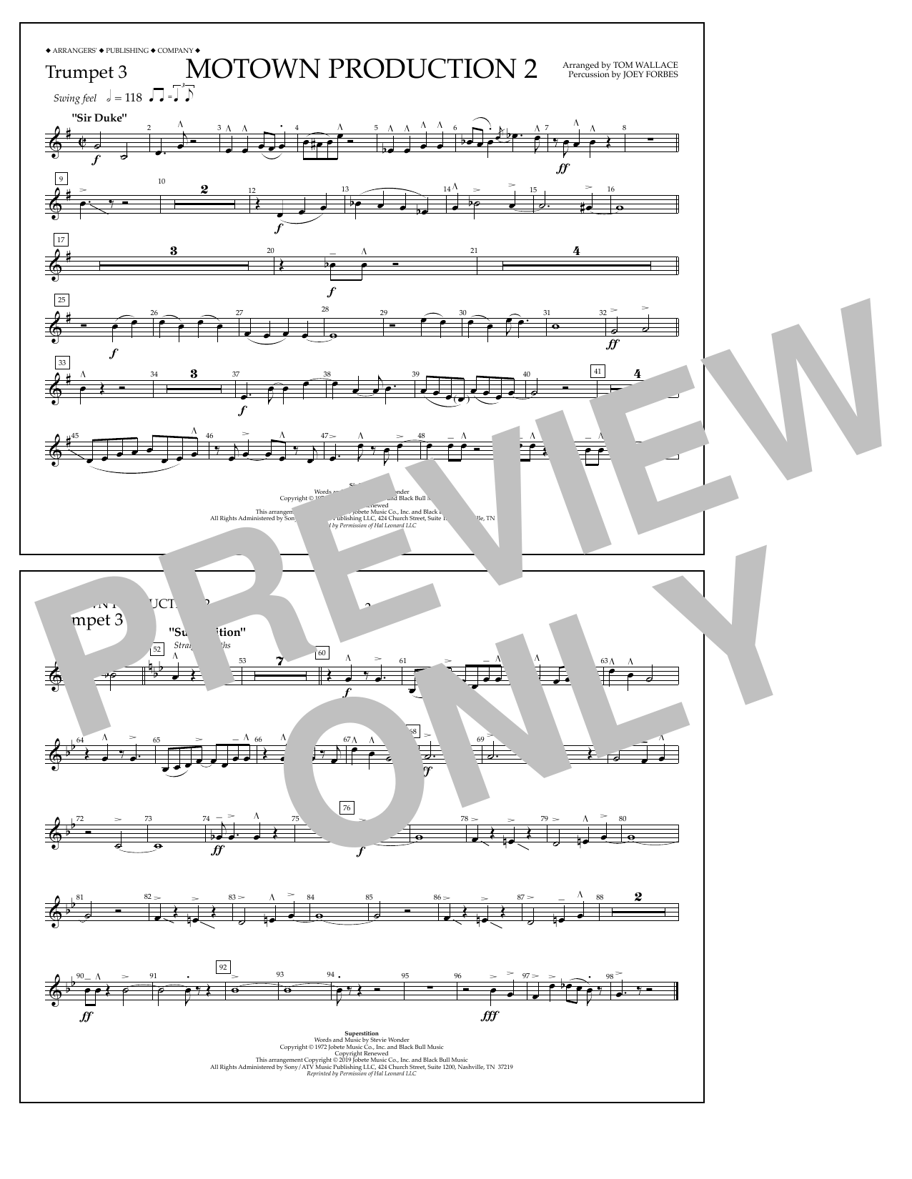 Produktbild zu: Motown Production 2 (arr. Tom Wallace) - Trumpet 3