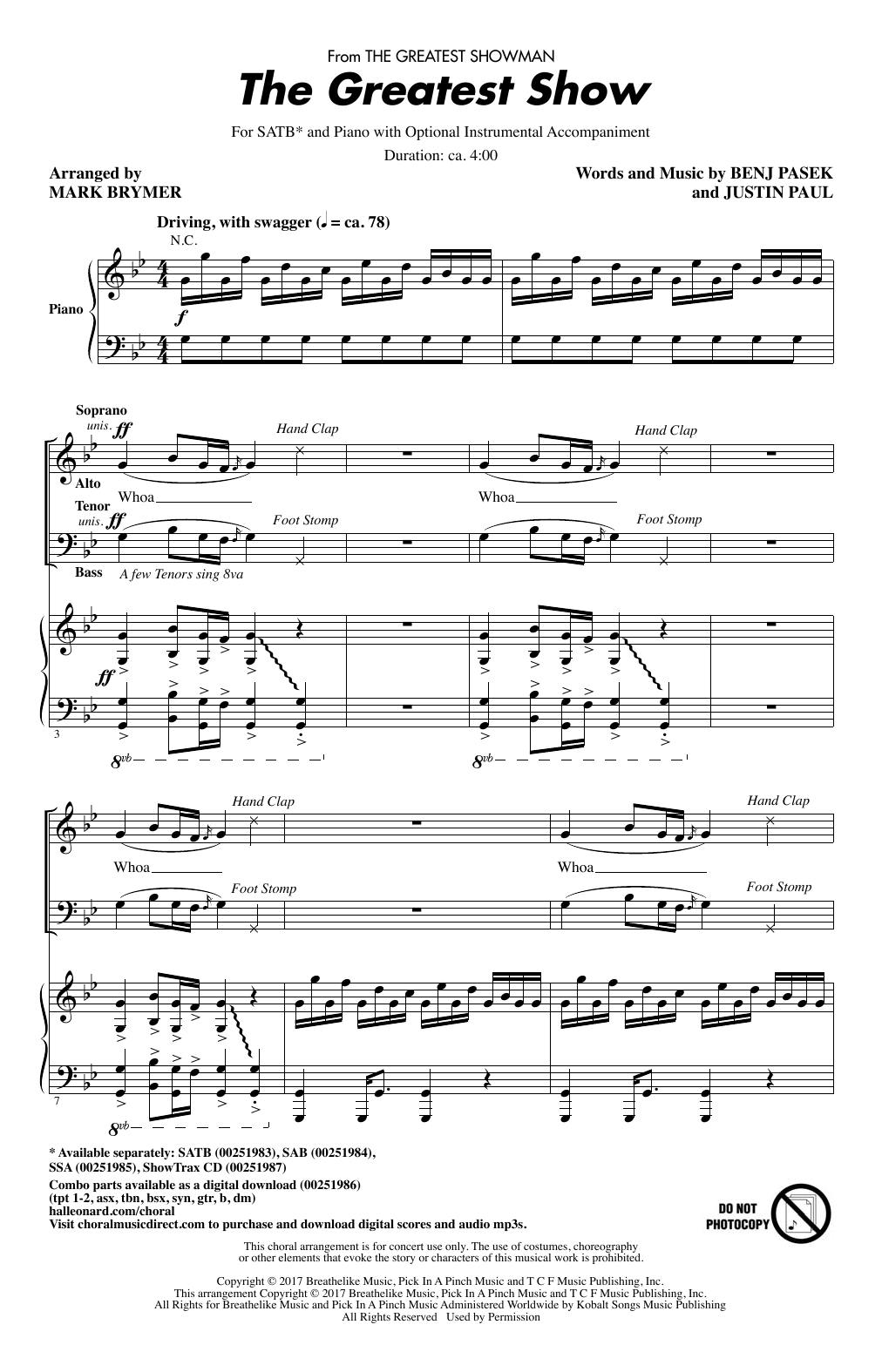 Produktgalerie: Seite 1 von 1 The Greatest Show (from The Greatest Showman) (arr. Mark Brymer), Pasek & Paul, Chor