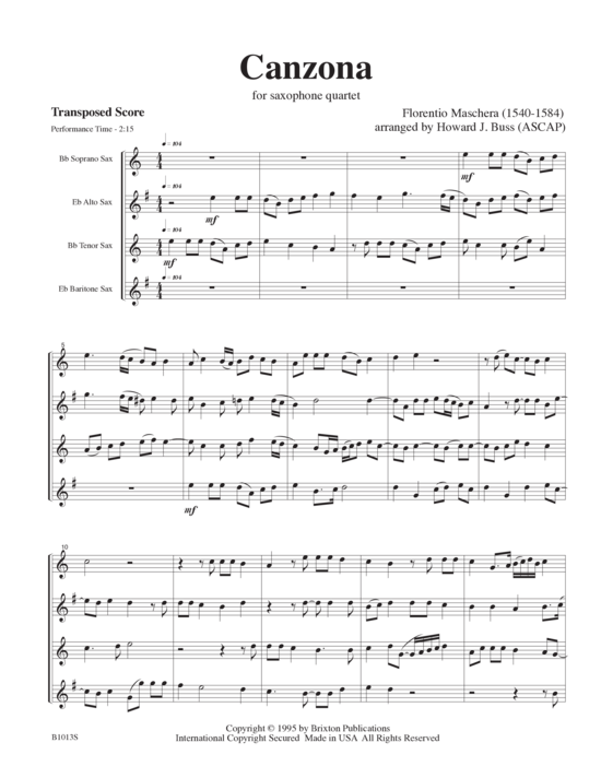Produktbild zu: Canzona Florentio Maschera