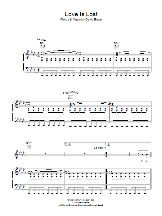 Produktgalerie: Seite 1 von 1 Love Is Lost, David Bowie, Gesang, Gitarre, Klavier