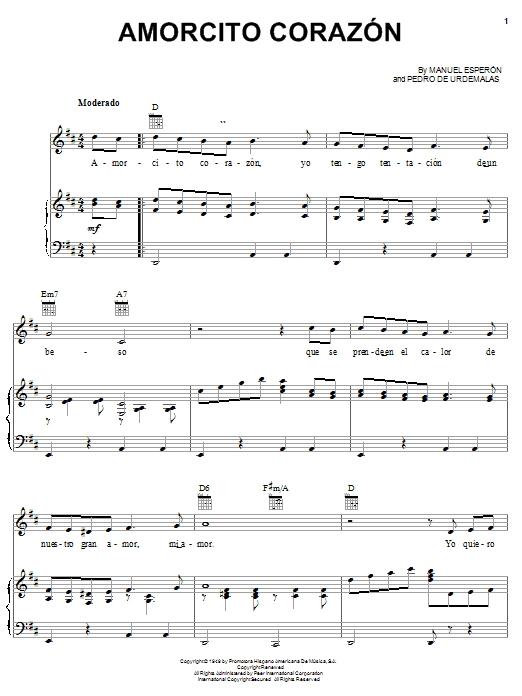 Produktgalerie: Seite 1 von 1 Amorcito Corazon, Manuel Esperon, Gesang, Gitarre, Klavier