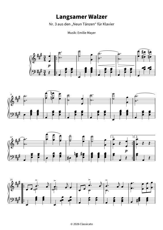 Produktgalerie: Seite 1 von 7 Langsamer Walzer - Nr. 3 aus den Neun Tänzen für Klavier, , Klavier Solo