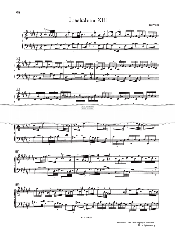 Produktbild zu: Prelude And Fugue No.13 in F# major, BWV 882 (from 'The Well-Tempered Klavier Book II')