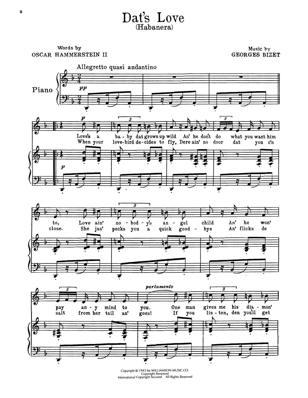 Product picture to: Dat's Love (Habanera) (from Carmen Jones)