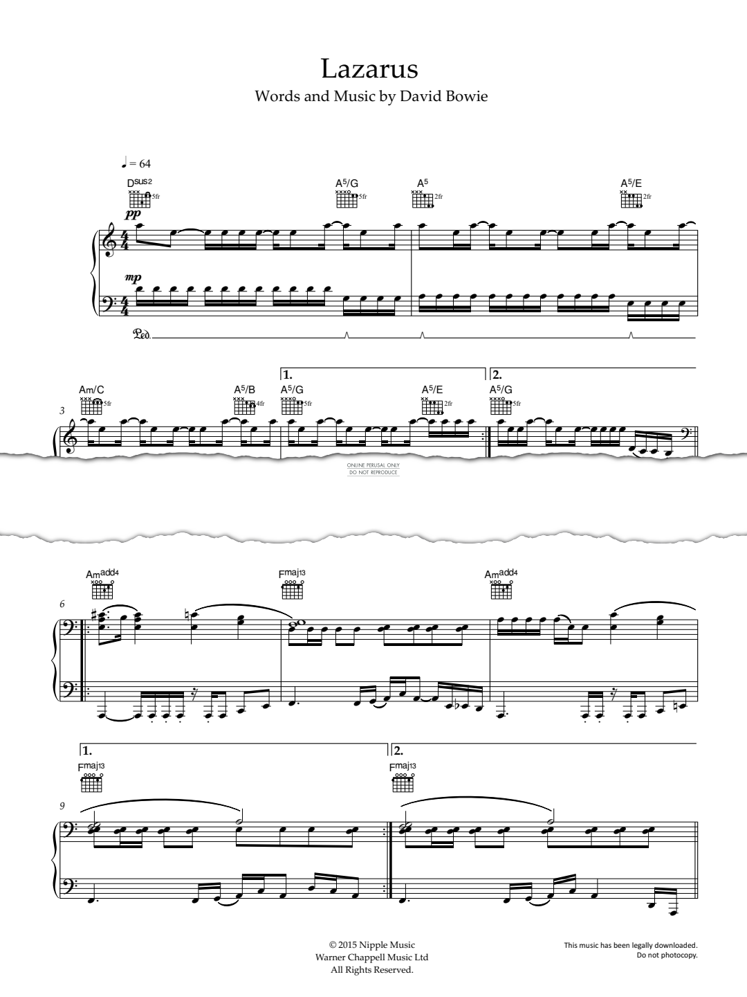 Produktgalerie: Seite 1 von 1 Lazarus, David Bowie, Gesang, Gitarre, Klavier