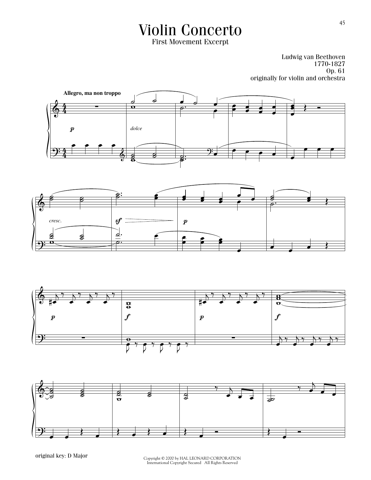 Produktbild zu: Violin Concerto In D Major, Op. 61