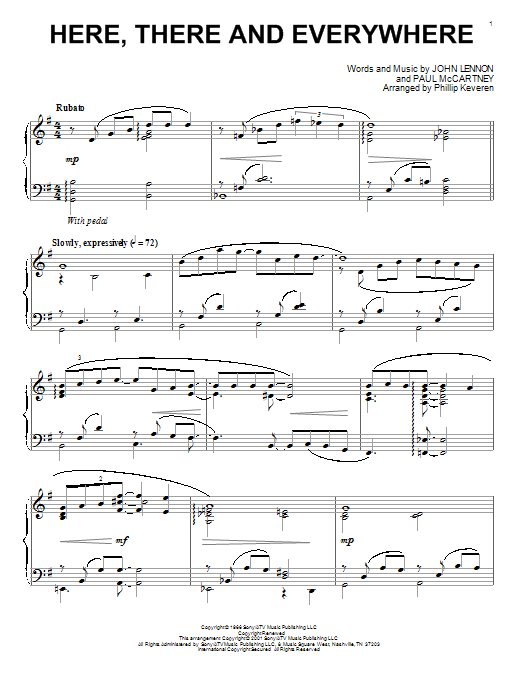 Product gallery: Page 1 of 1 Here, There And Everywhere (arr. Phillip Keveren), The Beatles