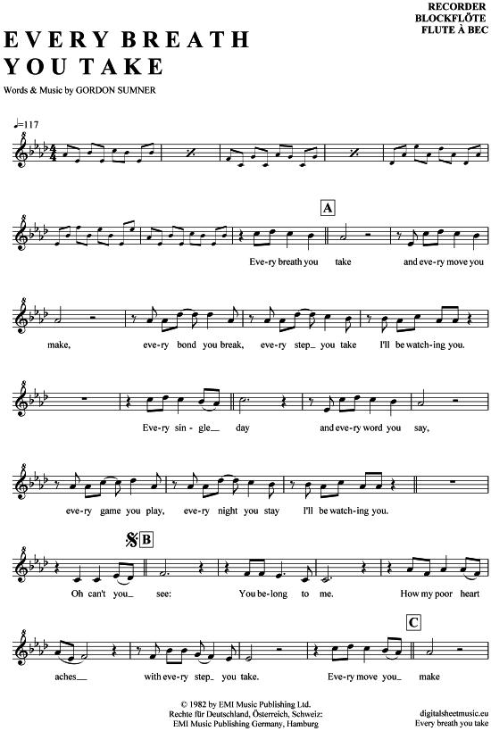 Product gallery: Page 1 of 4 Every breath you take , Police, The, (recorder)