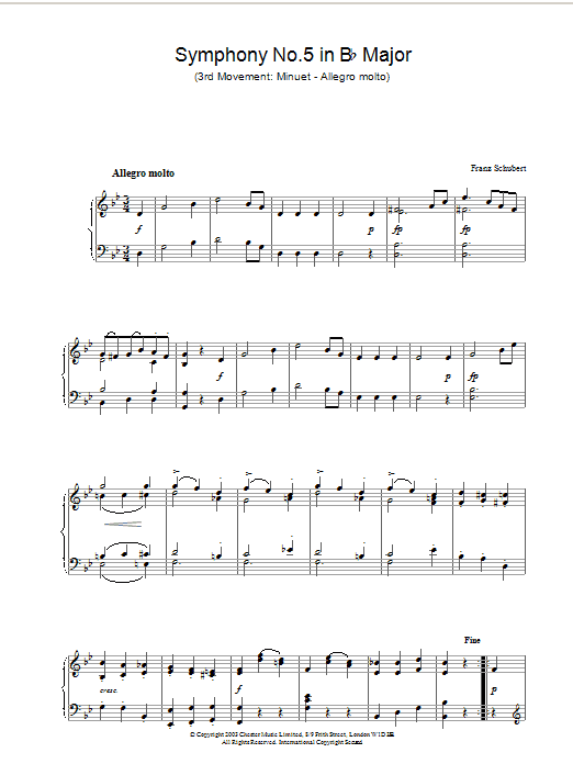 Product gallery: Page 1 of 1 Symphony No.5 in Bb Major - 3rd Movement: Minuet - Allegro molto, Franz Schubert