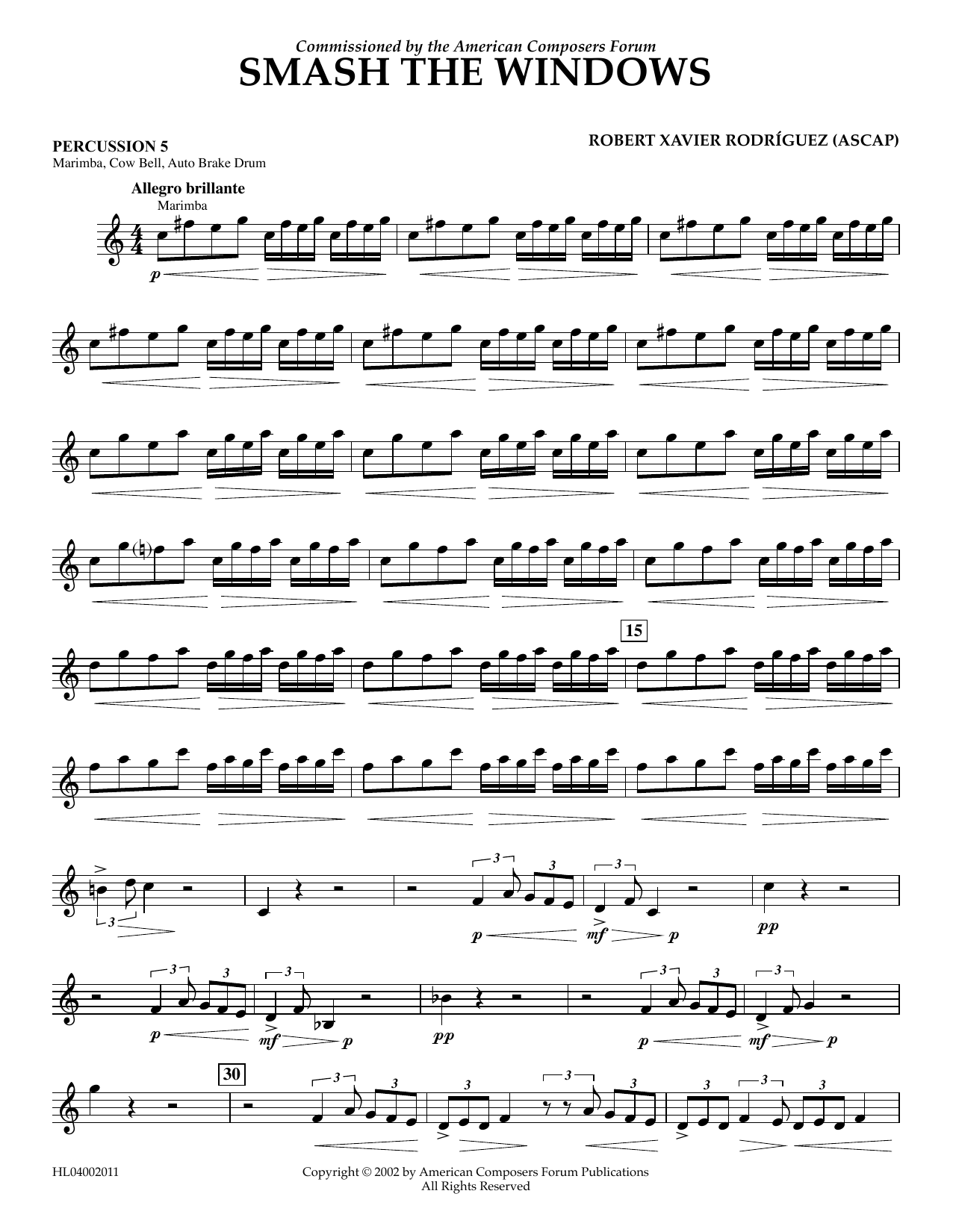 Product gallery: Page 1 of 1 Smash the Windows - Percussion 5, Robert Xavier Rodríguez