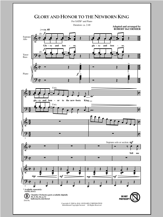 Product gallery: Page 1 of 1 Glory and Honor To The Newborn King, Robert DeCormier