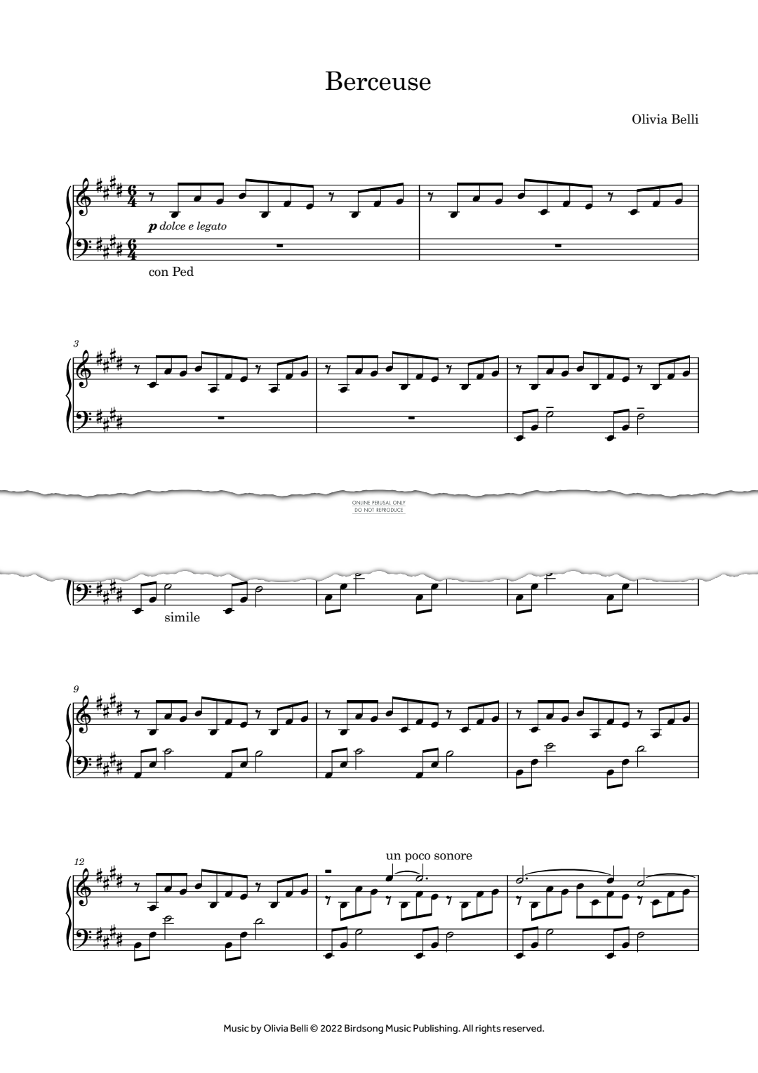 Produktgalerie: Seite 1 von 1 Berceuse, Olivia Belli, Klavier