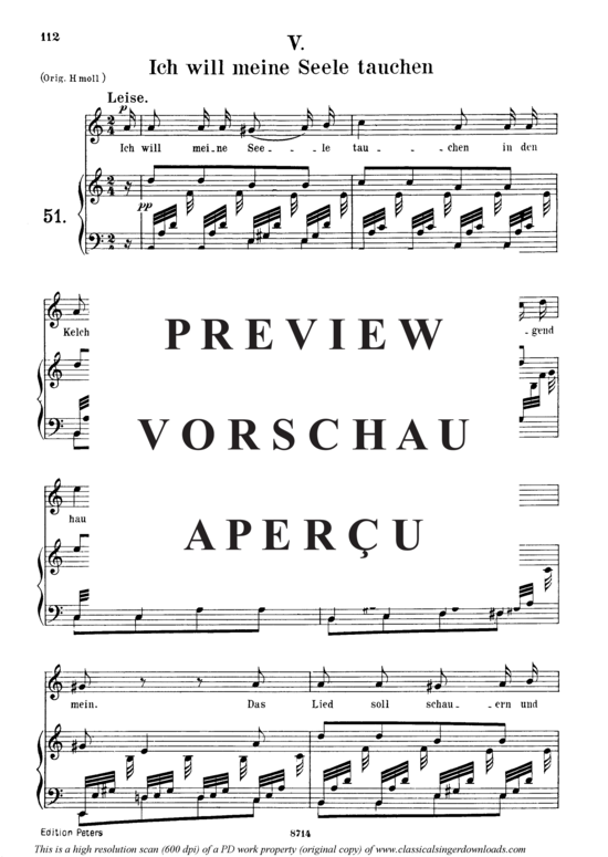 Product gallery: Page 2 of 3 Ich will meineSeele tauchen, Op.48 No.5, , Medium Voice and Piano
