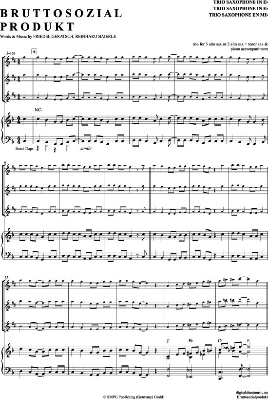 Product picture to: Bruttosozialprodukt (Saxophon Trio AAA(T) Geier Sturzflug