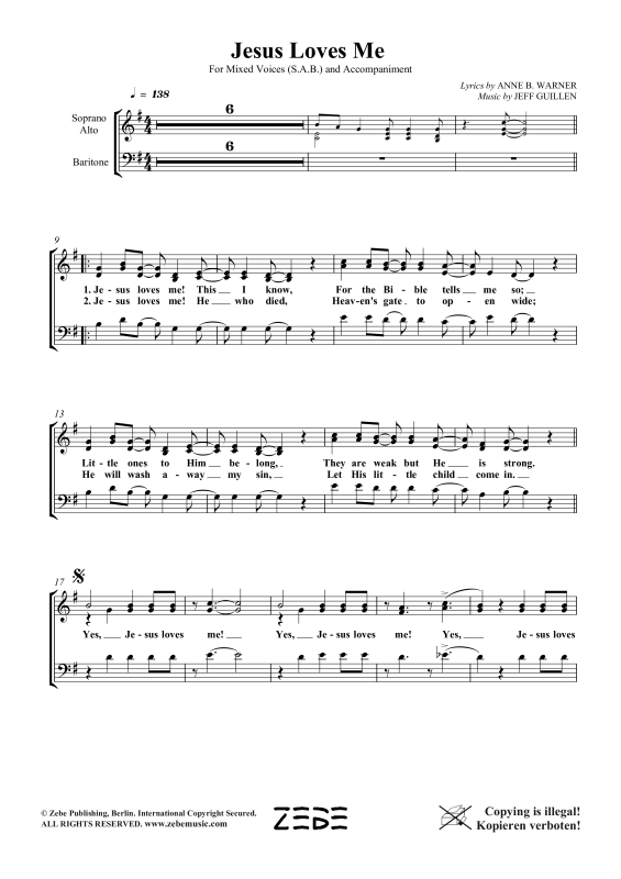 Produktgalerie: Seite 1 von 9 Jesus Loves Me, , Gemischter Chor SAB und Klavier