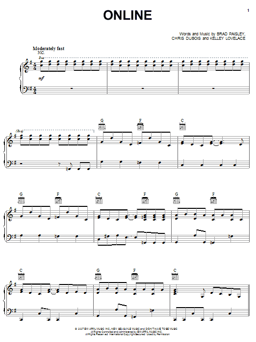Produktgalerie: Seite 1 von 1 Online, Brad Paisley, Gesang, Gitarre, Klavier