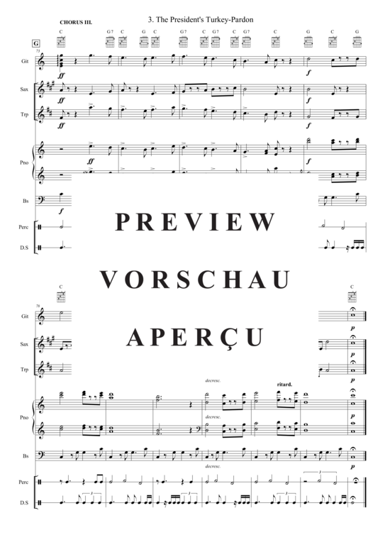 Produktgalerie: Seite 10 von 21 The President´s Turkey-Pardon , , (Combo Band + Trompete in B, Alt Saxophon)