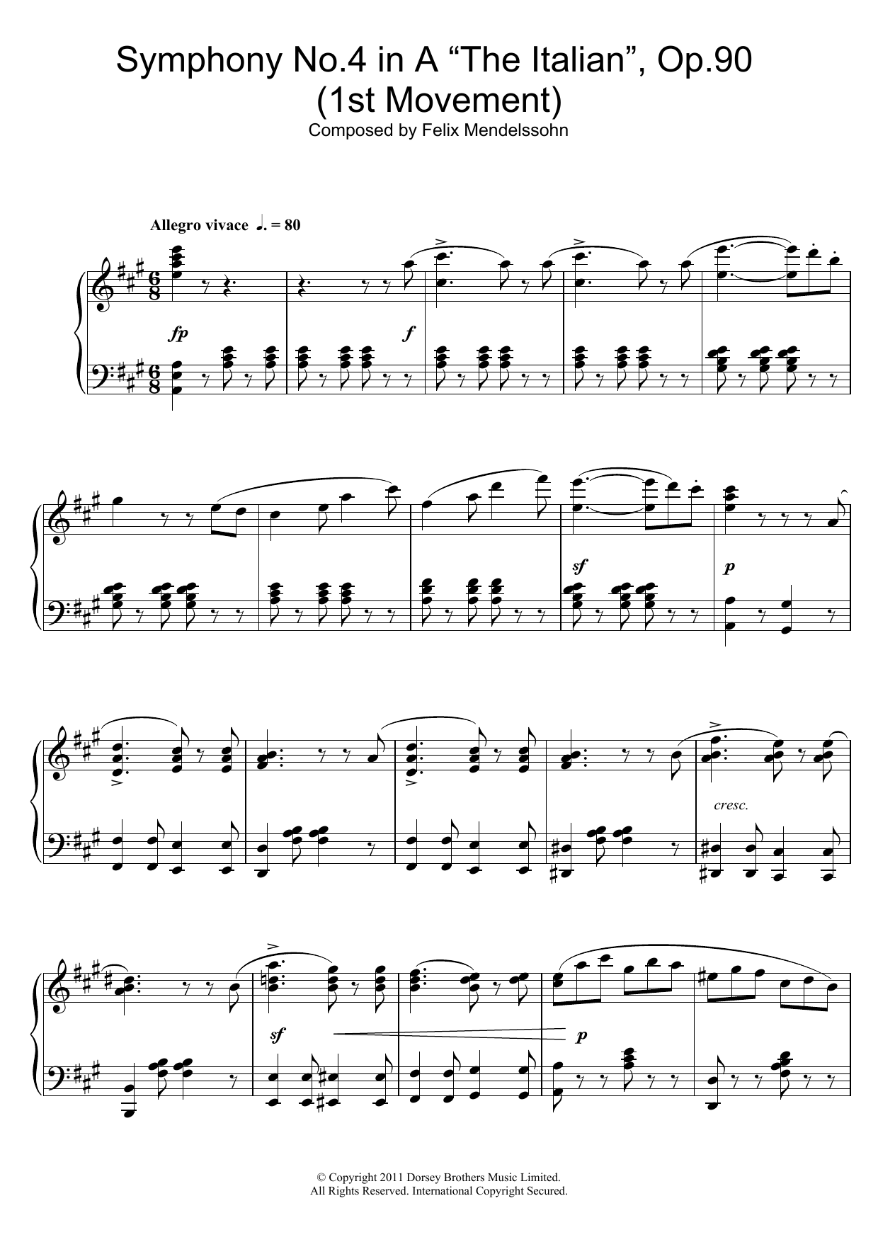 Product picture to: Symphony No.4 'The Italian' (1st Movement: Allegro Vivace)