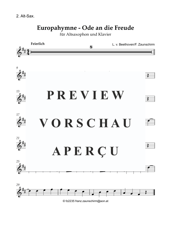 Product gallery: Page 8 of 8 Europhymne - Ode an die Freude, , Alto Saxophone and Piano