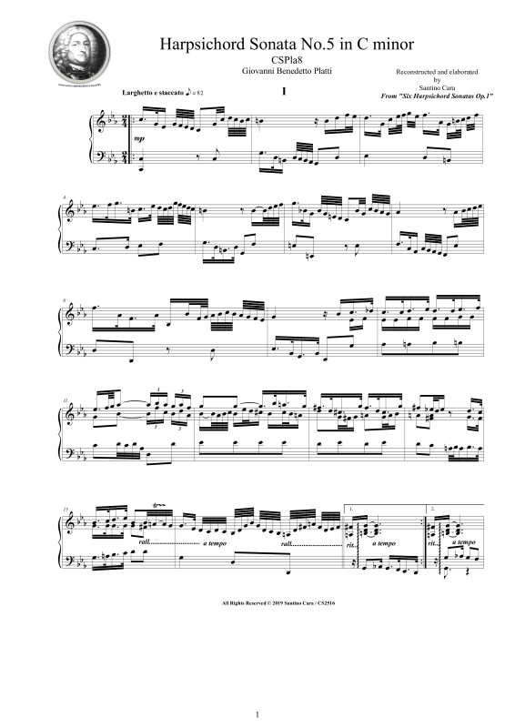 Produktbild zu: Cembalo Sonate Nr. 5 in C-Moll Op.1Giovanni Benedetto Platti