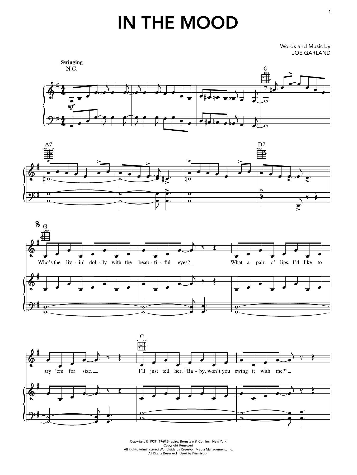 Produktgalerie: Seite 1 von 1 In The Mood, Glenn Miller & His Orchestra, Gesang, Gitarre, Klavier