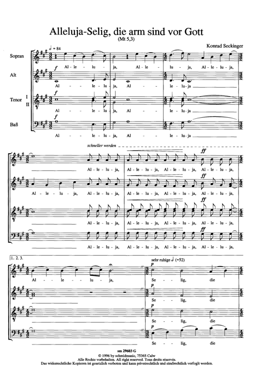 Product picture to: Alleluja Selig die arm sind vor Gott Konrad Seckinger (Neue christliche Chormusik)