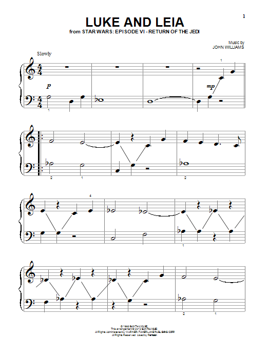 Produktgalerie: Seite 1 von 1 Luke And Leia (from Star Wars: Return of the Jedi), John Williams, Klavier