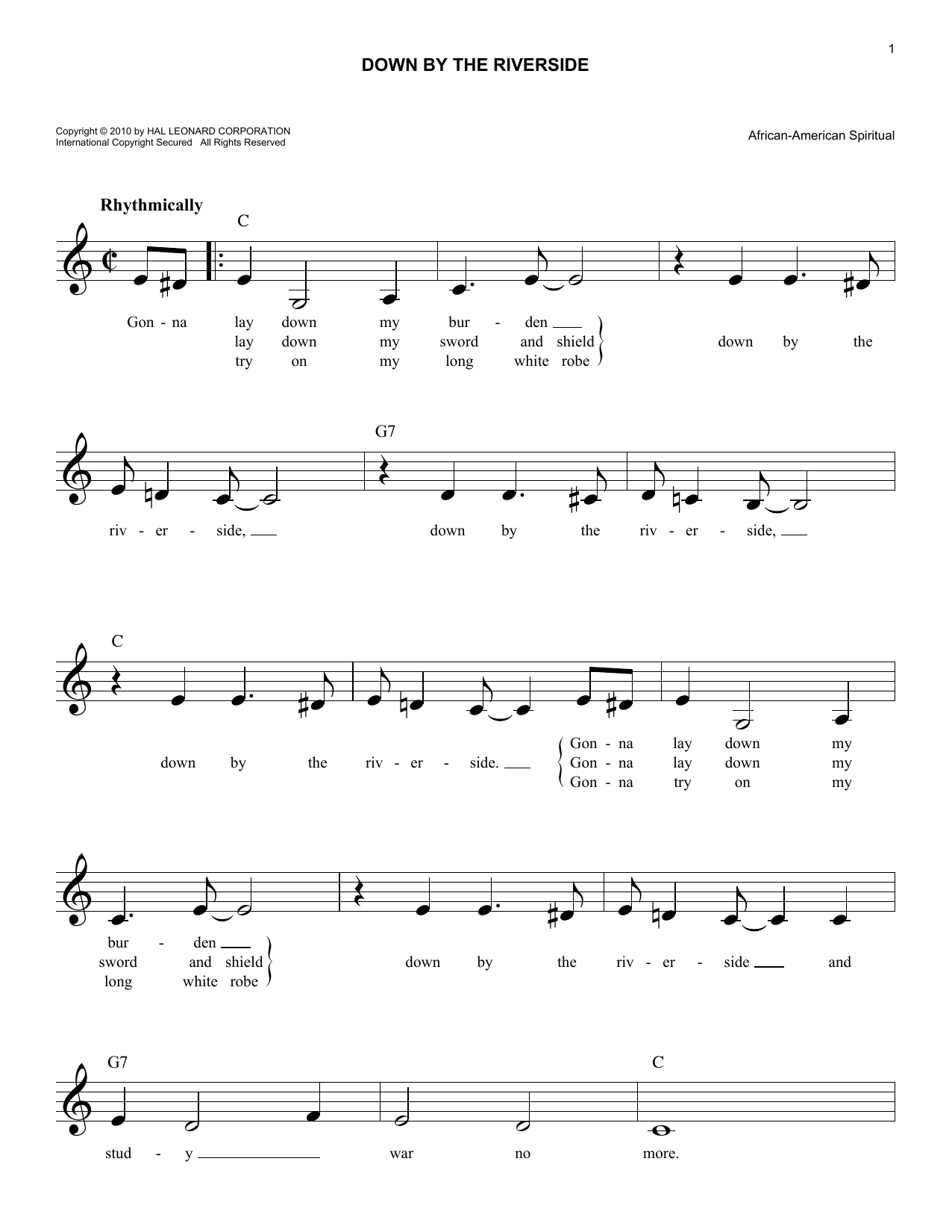 Produktgalerie: Seite 1 von 1 Down By The Riverside, African American Spiritual