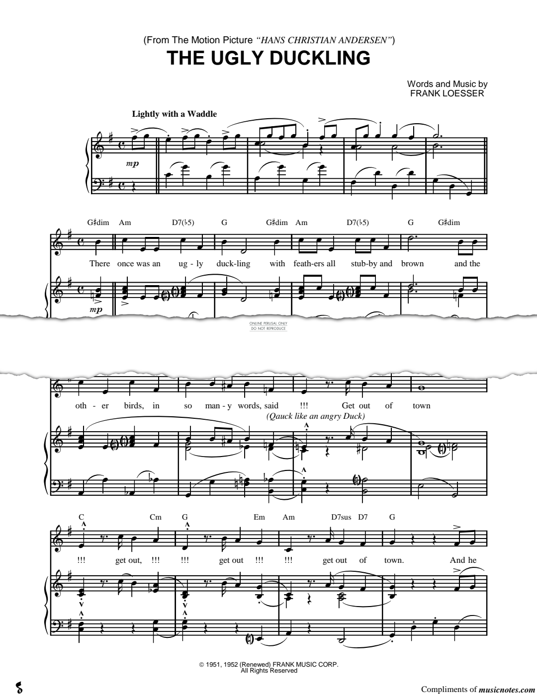 gallery: The Ugly Duckling, Frank Loesser, Gesang, Gitarre, Klavier