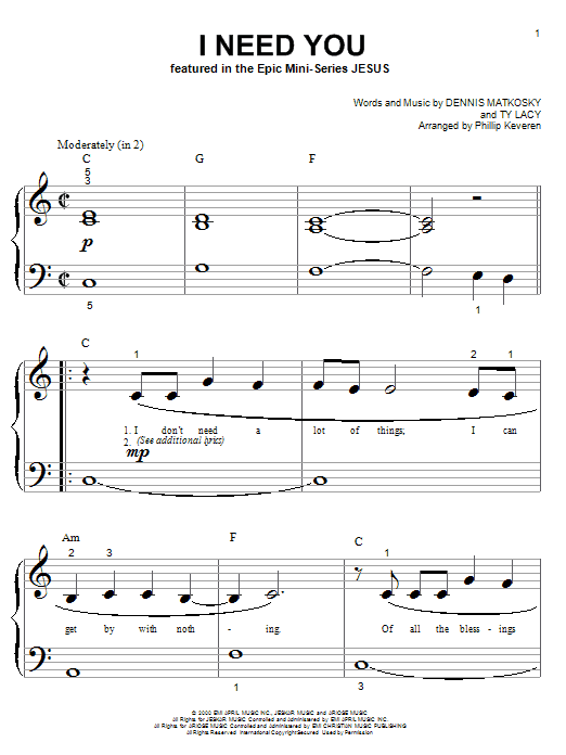Produktgalerie: Seite 1 von 1 I Need You (arr. Phillip Keveren), LeAnn Rimes, Klavier