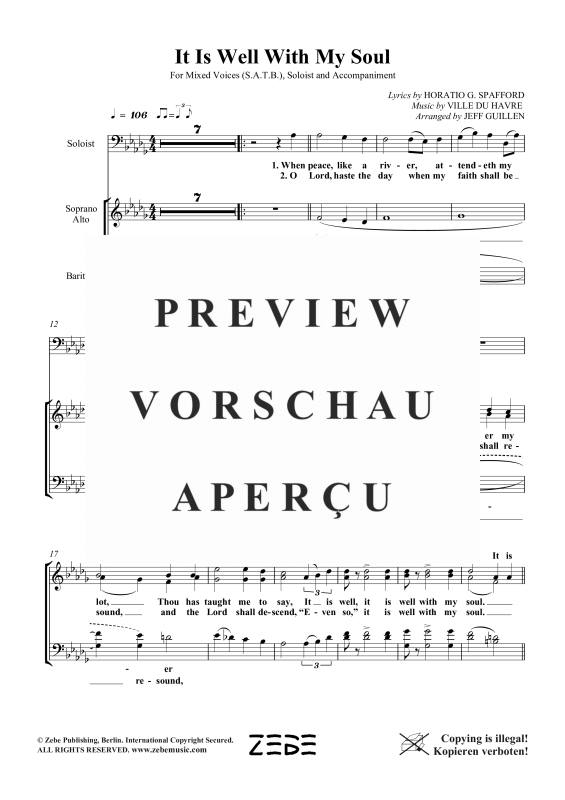 Produktgalerie: Seite 3 von 8 It Is Well With My Soul, , Gemischter Chor SAB, Bariton Solo und Klavier