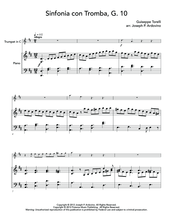 Produktgalerie: Seite 1 von 11 Sinfonia con Tromba, G. 10, , (Trompete in B und Klavier)