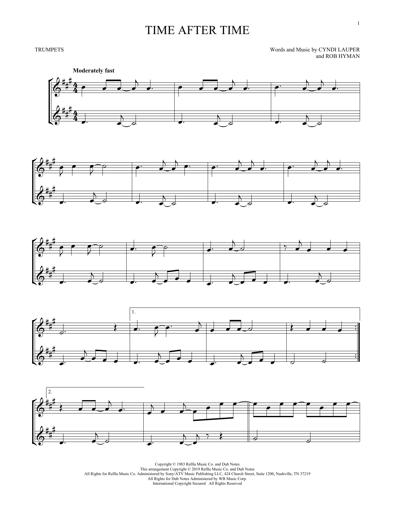 Produktgalerie: Seite 1 von 1 Time After Time, Cyndi Lauper, Trompete