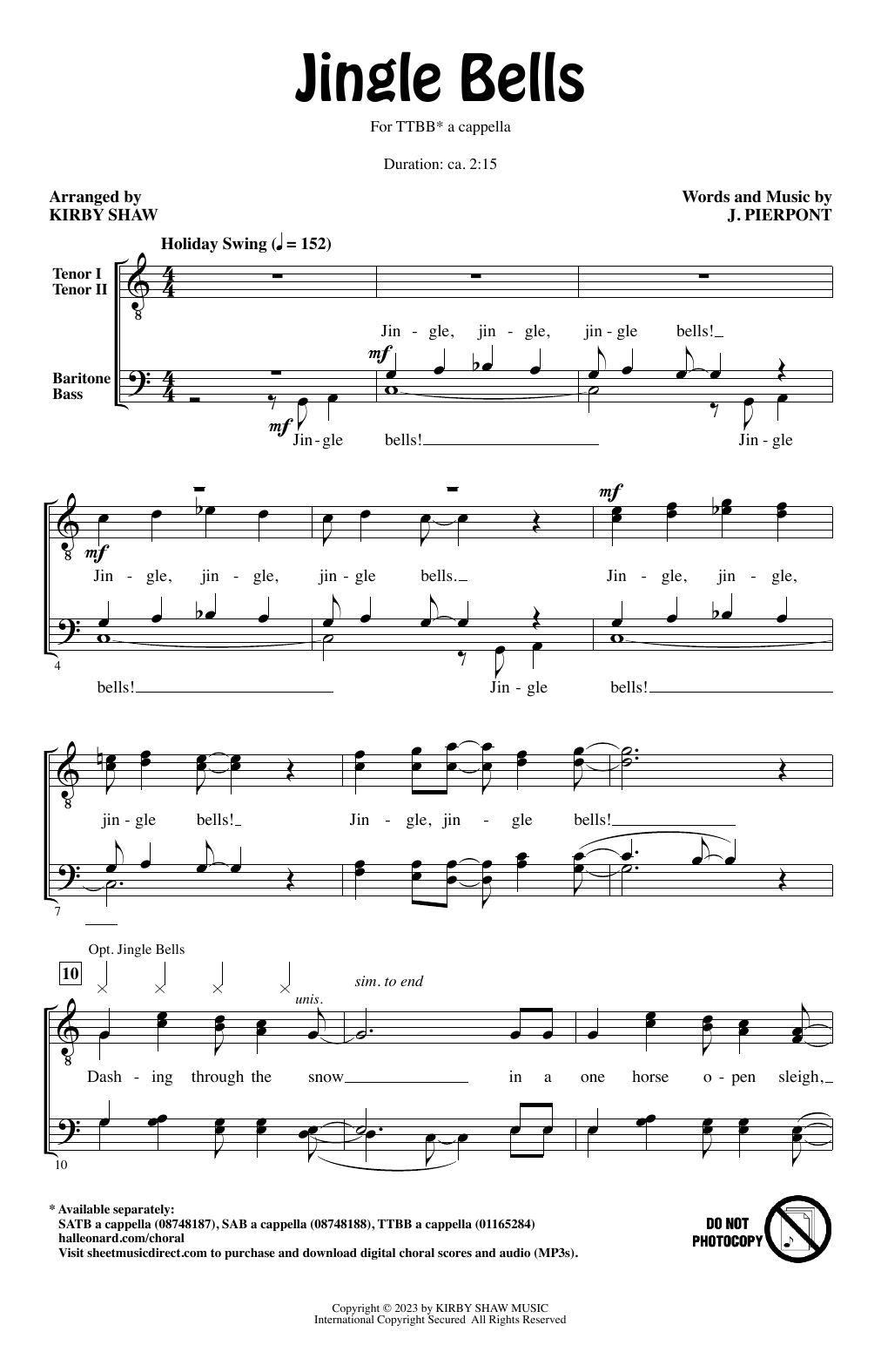 Produktbild zu: Jingle Bells (arr. Kirby Shaw)