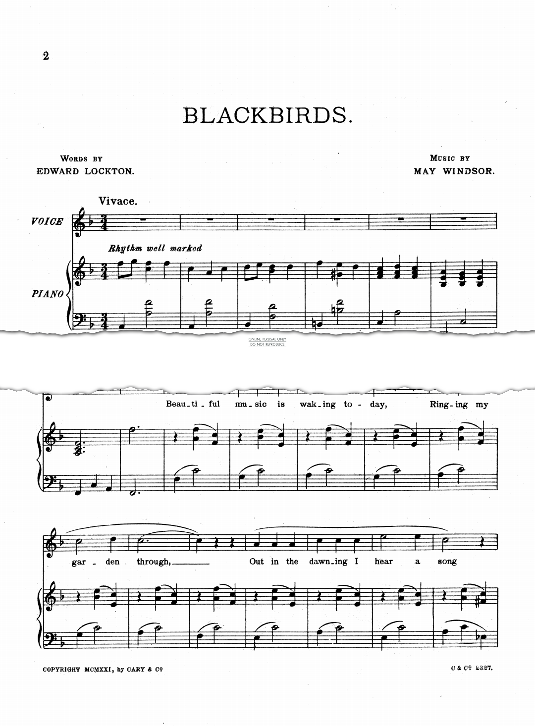 Produktgalerie: Seite 1 von 1 Blackbirds, May Windsor, Gesang, Klavier