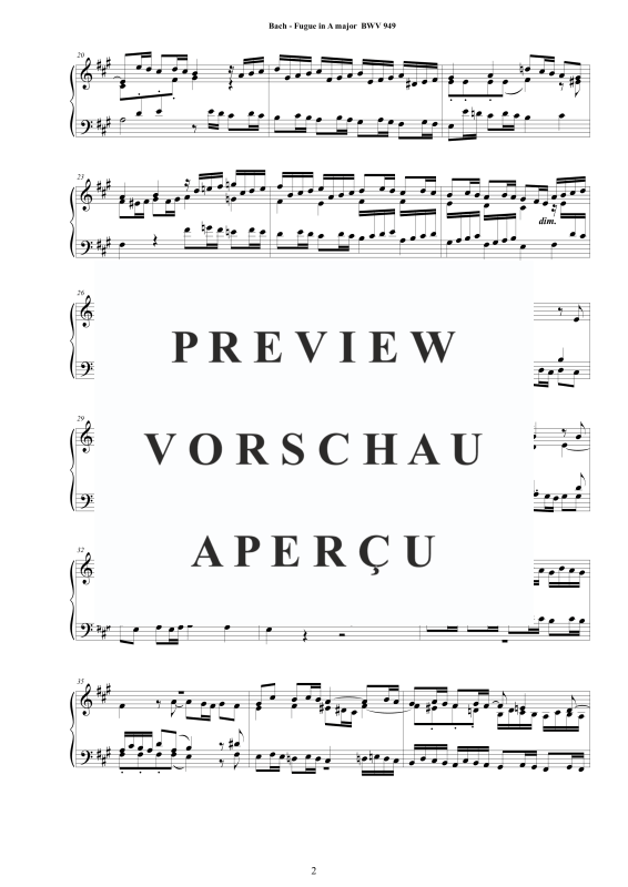 Product gallery: Page 3 of 6 Fugue in A major BWV 949, , Solo Piano