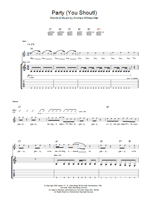 Produktgalerie: Seite 1 von 1 We Party (You Shout), Andrew W.K., Gitarre