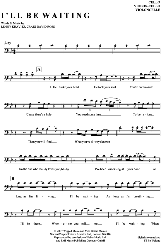 Produktgalerie: Seite 1 von 4 I´ll be waiting , Kravitz, Lenny, (Violon-Cello)