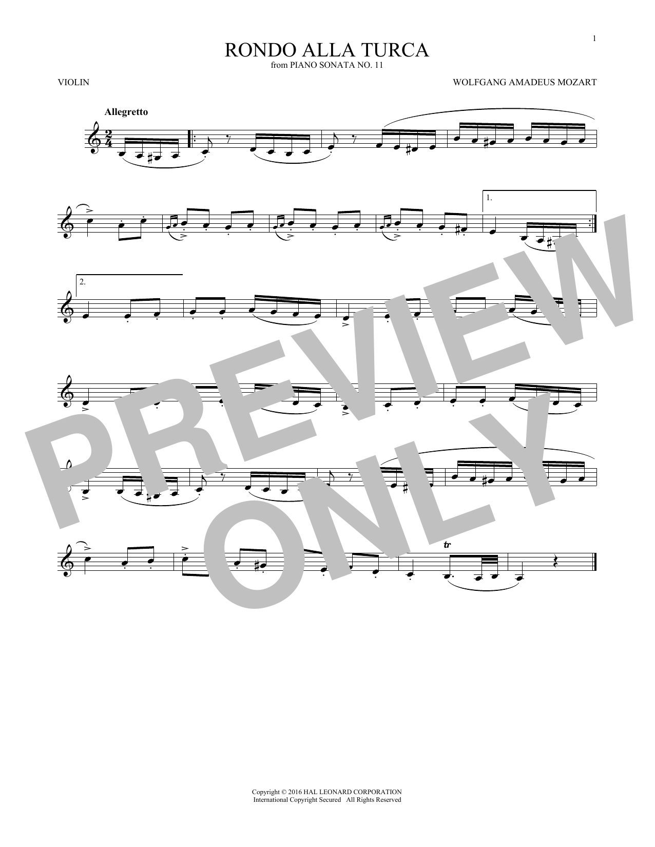 Product gallery: Page 1 of 1 Rondo Alla Turca, Wolfgang Amadeus Mozart