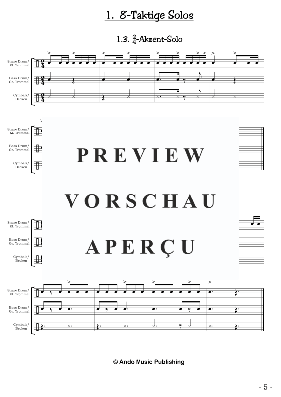 gallery: Solos für Marschtrommler - Band 1, , 50 Solostücke für Marschkapellen - Kleine Trommel, Große Trommel und Becken
