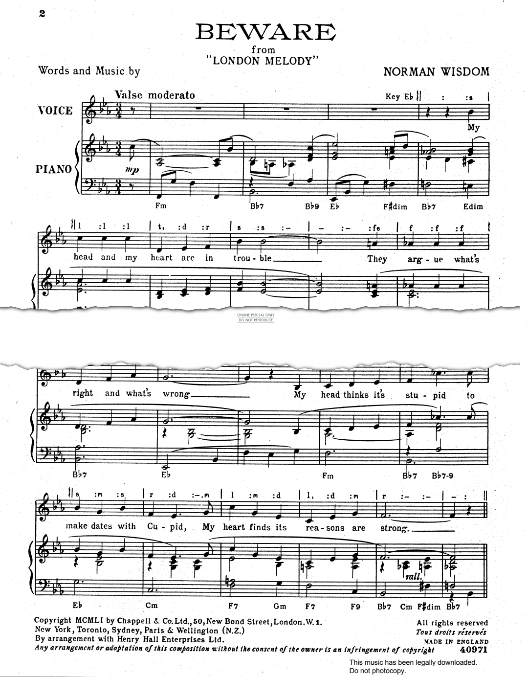 Produktbild zu: Beware (from 'London Melody')