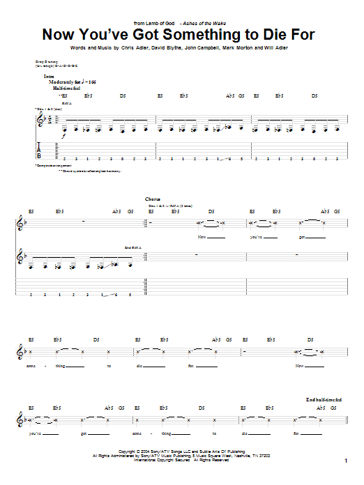 Produktgalerie: Seite 1 von 1 Now You've Got Something To Die For, Lamb Of God, Gitarre