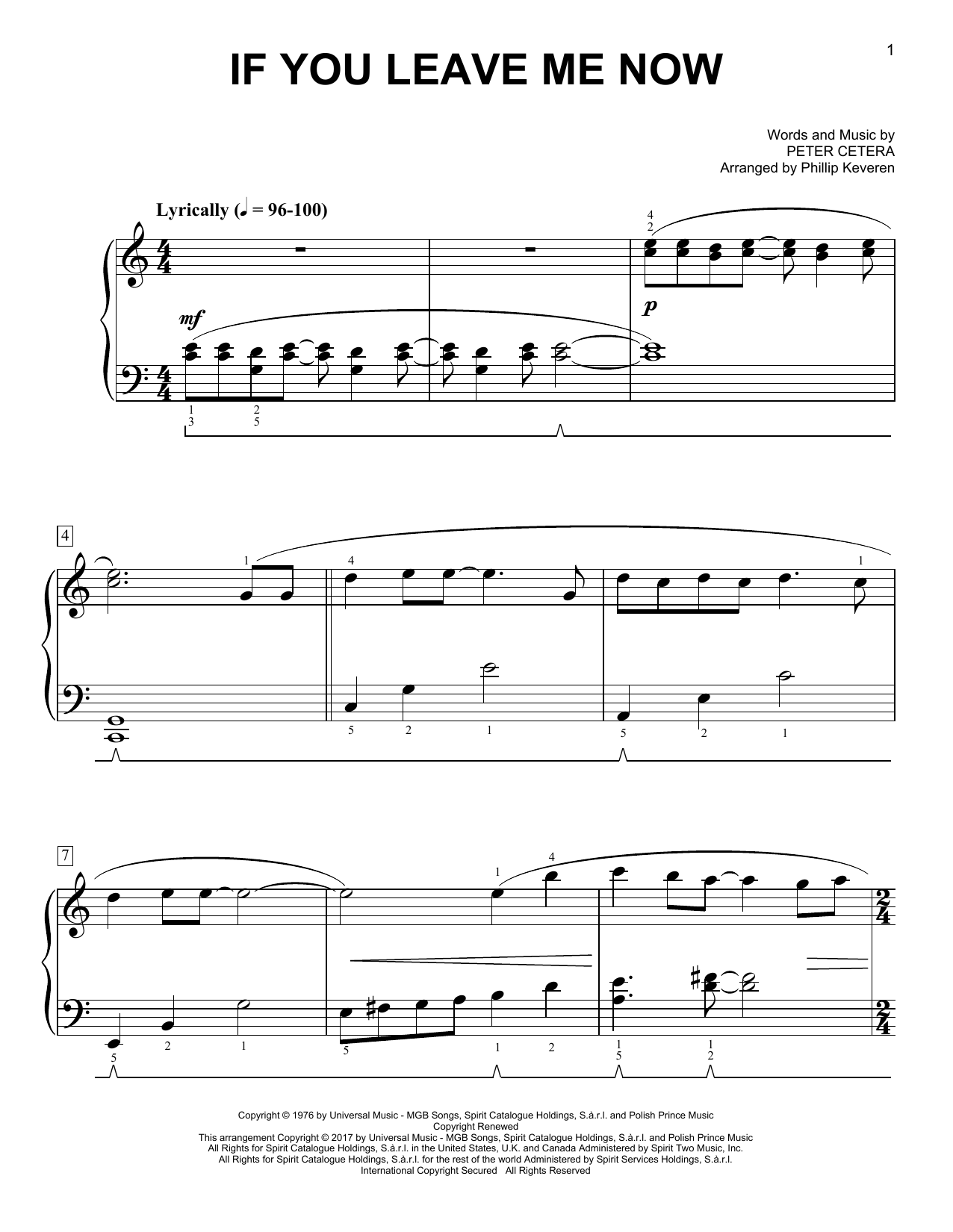 Product picture to: If You Leave Me Now [Classical version] (arr. Phillip Keveren)