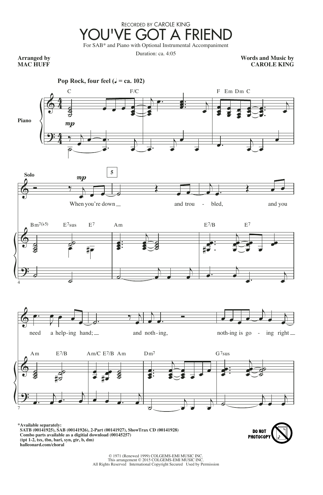 Produktgalerie: Seite 1 von 1 You've Got A Friend (arr. Mac Huff), Carole King, Chor