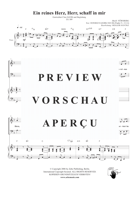 gallery: Ein reines Herz, Herr, schaff in mir EG 389, , Gemischter Chor und Klavier