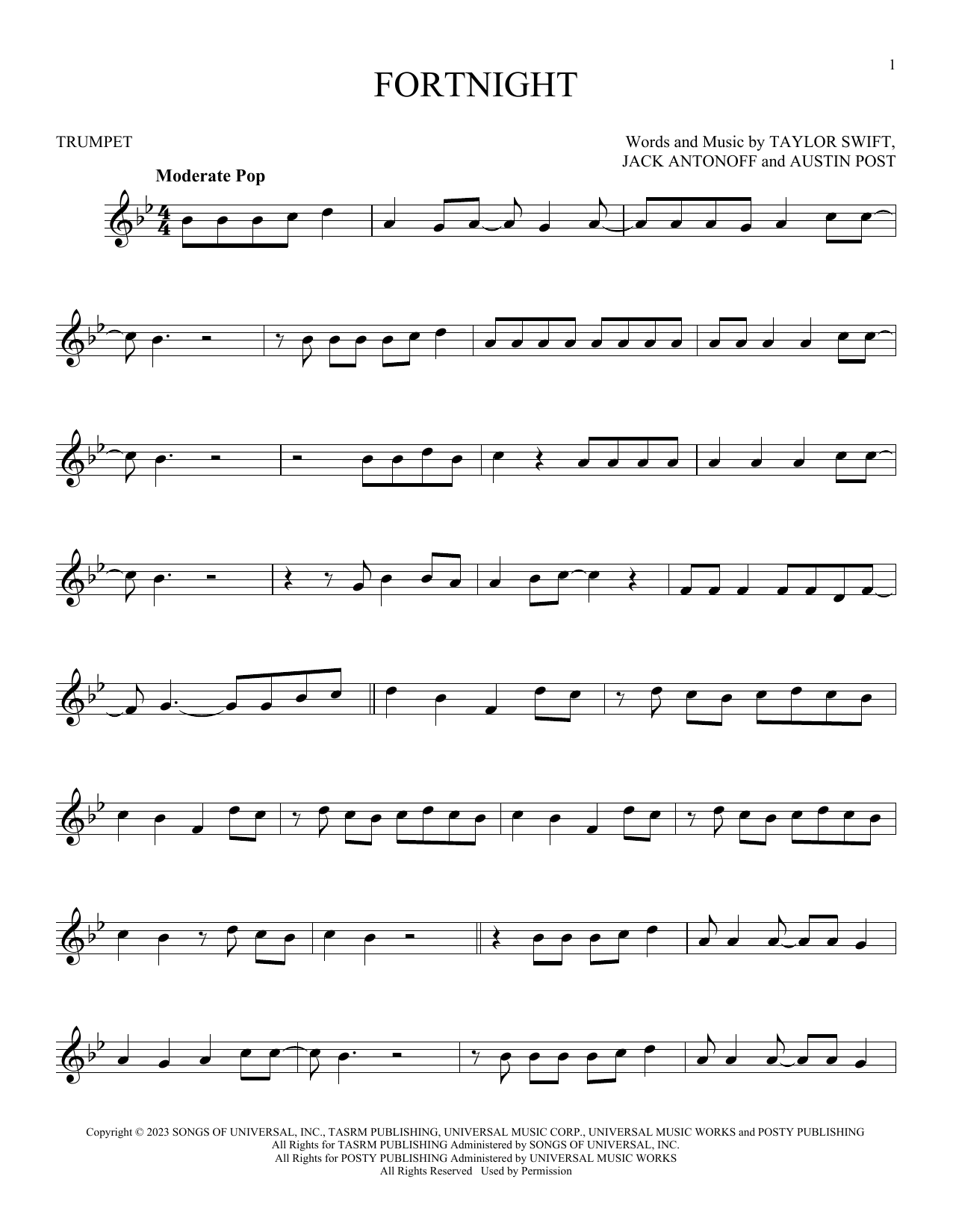 Produktgalerie: Seite 1 von 1 Fortnight (feat. Post Malone), Taylor Swift, Trompete