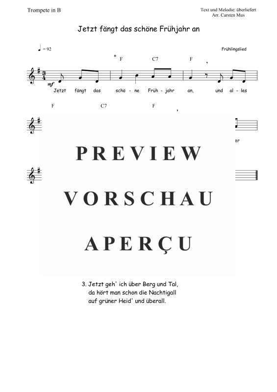 Produktbild zu: Jetzt fängt das schöne Frühjahr an (G-Dur)Traditional