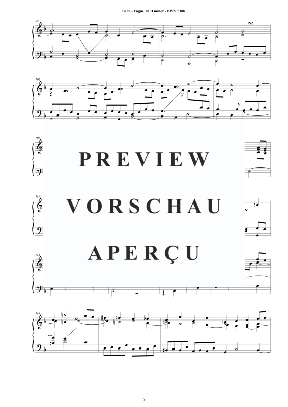Produktgalerie: Seite 6 von 11 Fuge in D-Moll BWV 538b - Piano Version, , Klavier Solo